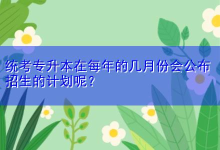 統(tǒng)考專升本在每年的幾月份會(huì)公布招生的計(jì)劃呢？
