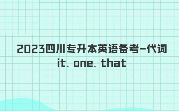 2023四川專升本英語備考-代詞it、one、that