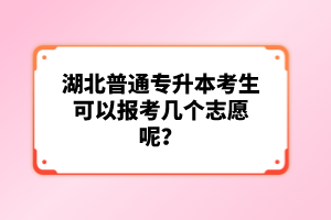 湖北普通專升本考生可以報(bào)考幾個(gè)志愿呢？
