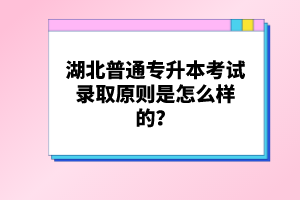 湖北普通專升本考試錄取原則是怎么樣的？