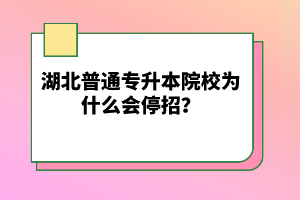 湖北普通專升本院校為什么會停招？