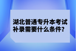 湖北普通專升本考試補(bǔ)錄需要什么條件？