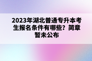 2023年湖北普通專升本考生報名條件有哪些？簡章暫未公布
