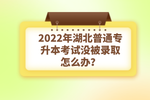 2022年湖北普通專升本考試沒(méi)被錄取怎么辦？