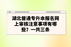 湖北普通專升本報(bào)名網(wǎng)上審核注意事項(xiàng)有哪些？一共三條