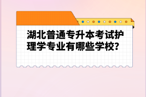 湖北普通專升本考試護理學專業(yè)有哪些學校？