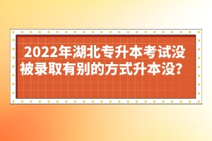 2022年湖北專升本考試沒被錄取有別的方式升本沒？