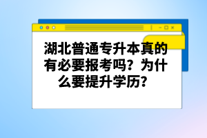 湖北普通專升本真的有必要報(bào)考嗎？為什么要提升學(xué)歷？