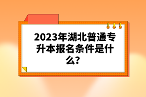 2023年湖北普通專升本報(bào)名條件是什么？