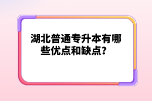 湖北普通專升本有哪些優(yōu)點和缺點？