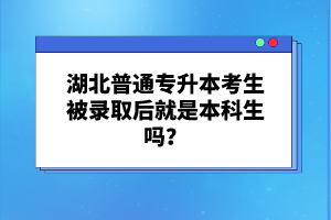 湖北普通專升本考生被錄取后就是本科生嗎？