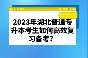 2023年湖北普通專升本考生如何高效復習備考？