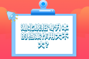 湖北統(tǒng)招專升本的檔案作用大不大？